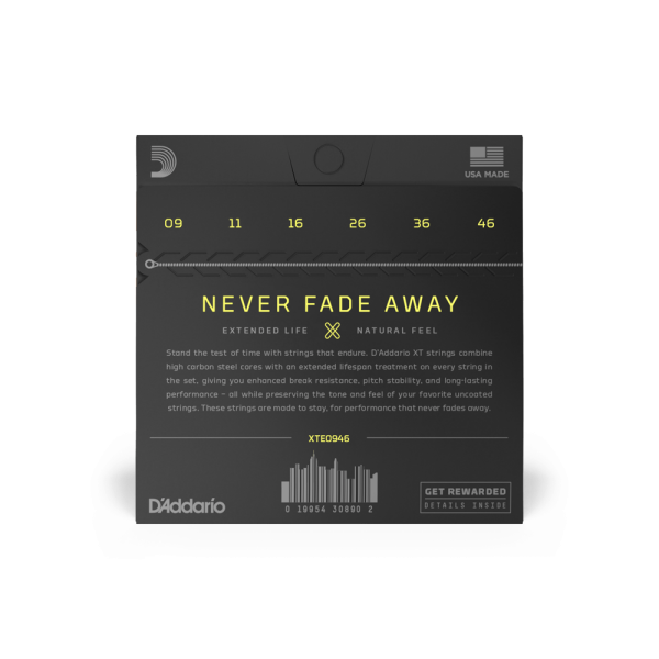 DADDARIO XTE0946 ELEKTRO GİTAR TEL SETİ, XT, 09-46, SUPER LIGHT TOP/REGULAR BOTTOM COATED