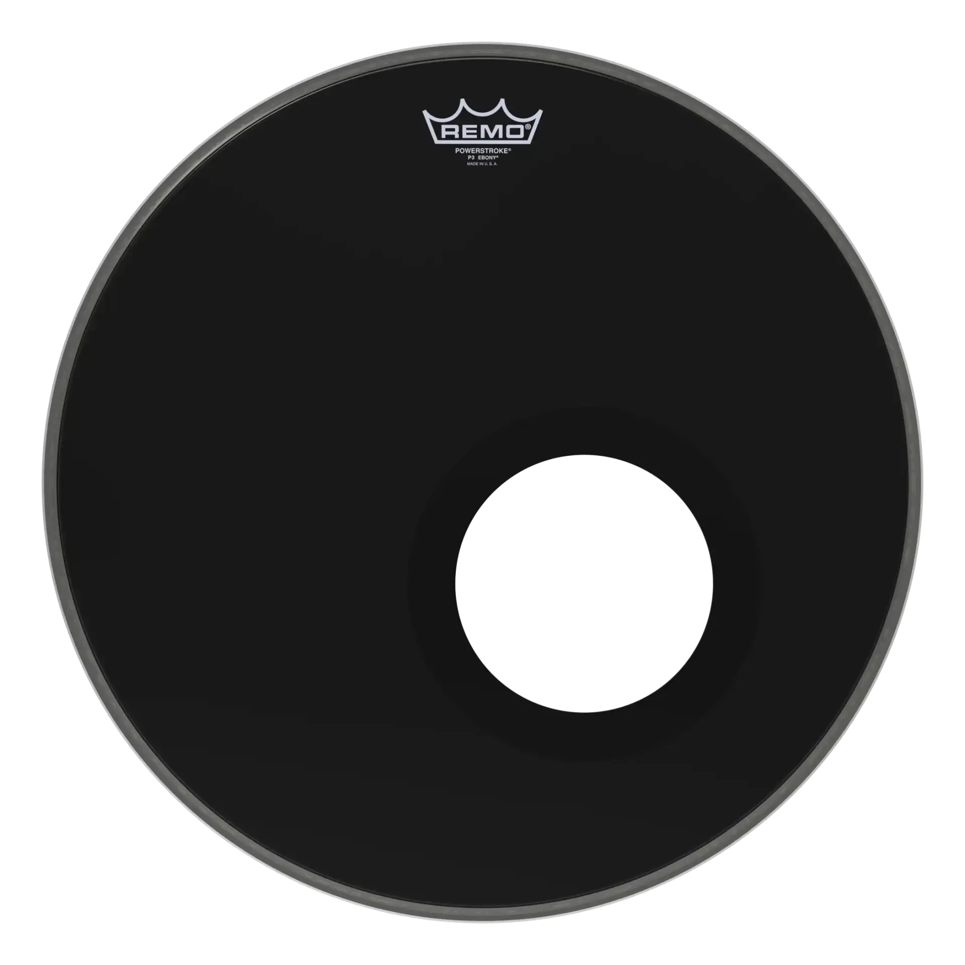 REMO POWERSTROKE® 3 EBONY® 18 İnç Siyah Delikli Bas Davul Derisi