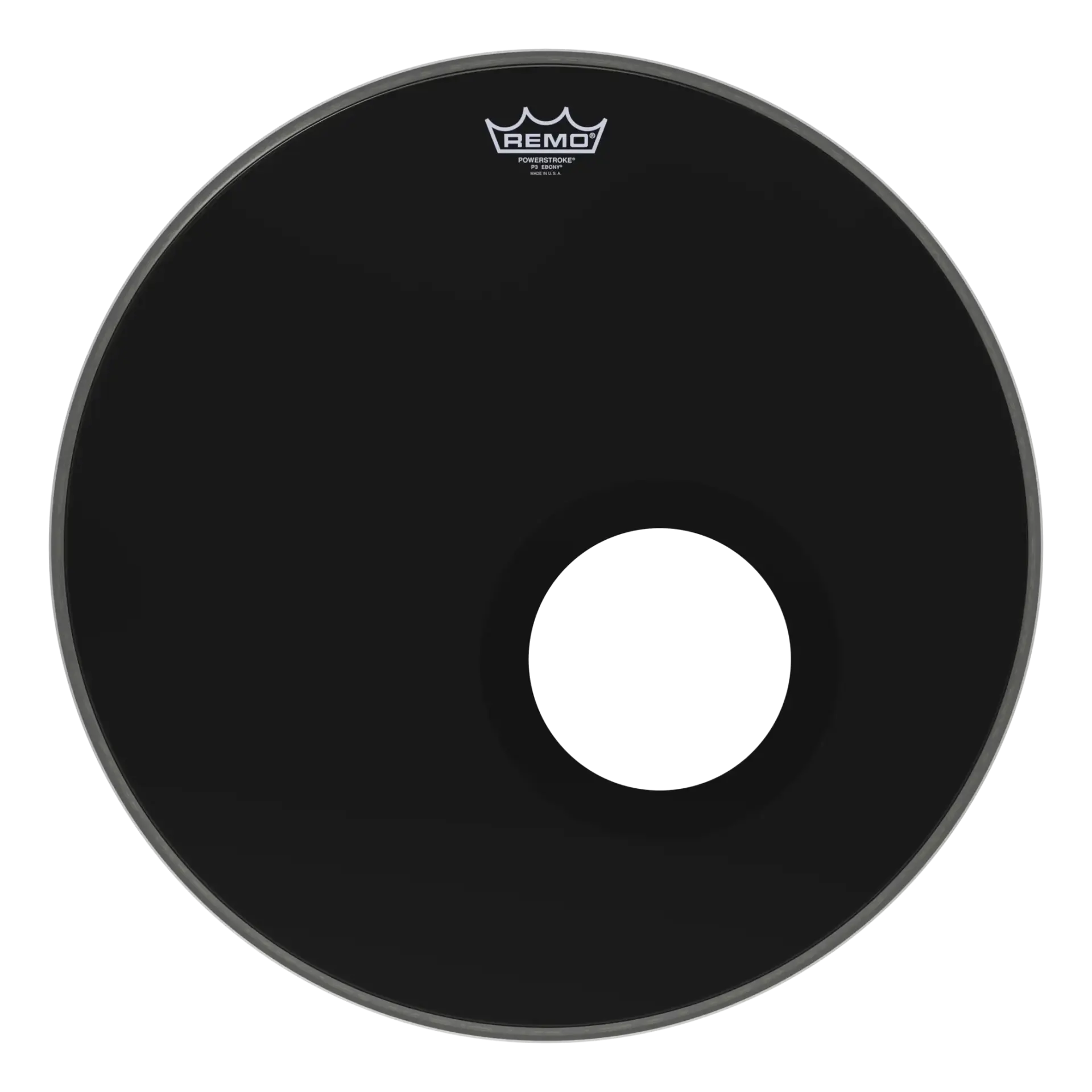 REMO POWERSTROKE® 3 EBONY® 20 İnç Siyah Delikli Bas Davul Derisi