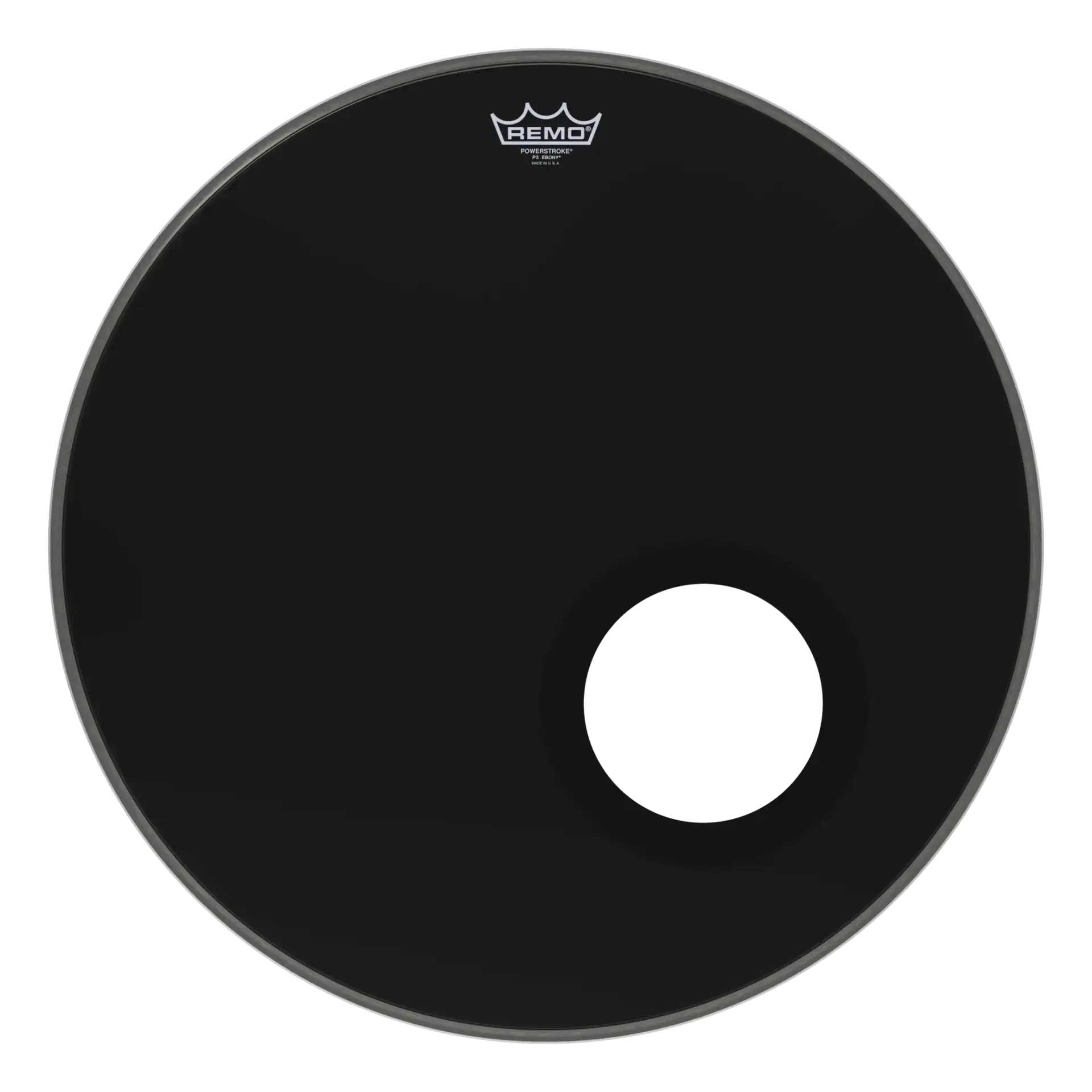 REMO POWERSTROKE® 3 EBONY® 22 İnç Siyah Delikli Bas Davul Derisi