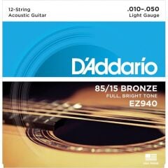 DADDARIO EZ940 AKUSTİK GİTAR TEL SETİ, 12 TELLİ, 85/15 BRONZE, LIGHT