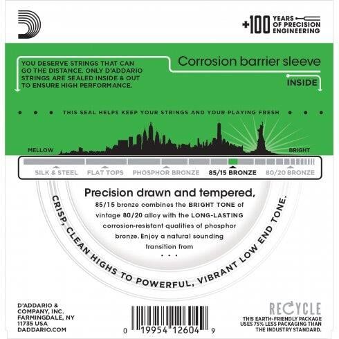 DADDARIO EZ890 AKUSTİK GİTAR TEL SETİ, 85/15 BRONZE, SUPER LIGHT