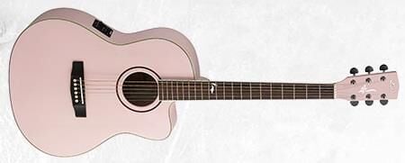 CORT JADE2F-PPM ELEKTRO AKUSTİK GİTA, ÇANTALI, SOLUK PEMBE METALİK