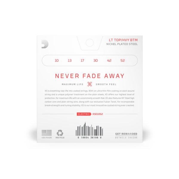 DADDARIO XSE1052 ELEKTRO GİTAR TEL SETİ, XS, 10-52, LIGHT TOP/HEAVY BOTTOM COATED