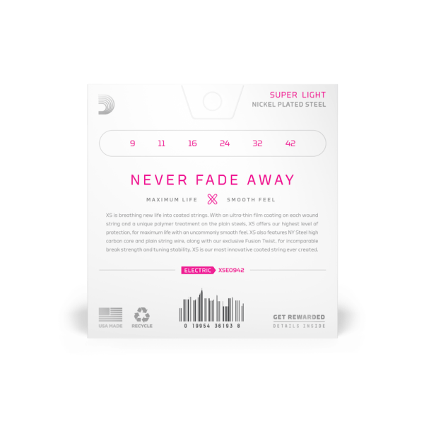 DADDARIO XSE0942 ELEKTRO GİTAR TEL SETİ, XS, 09-42, SUPER LIGHT COATED