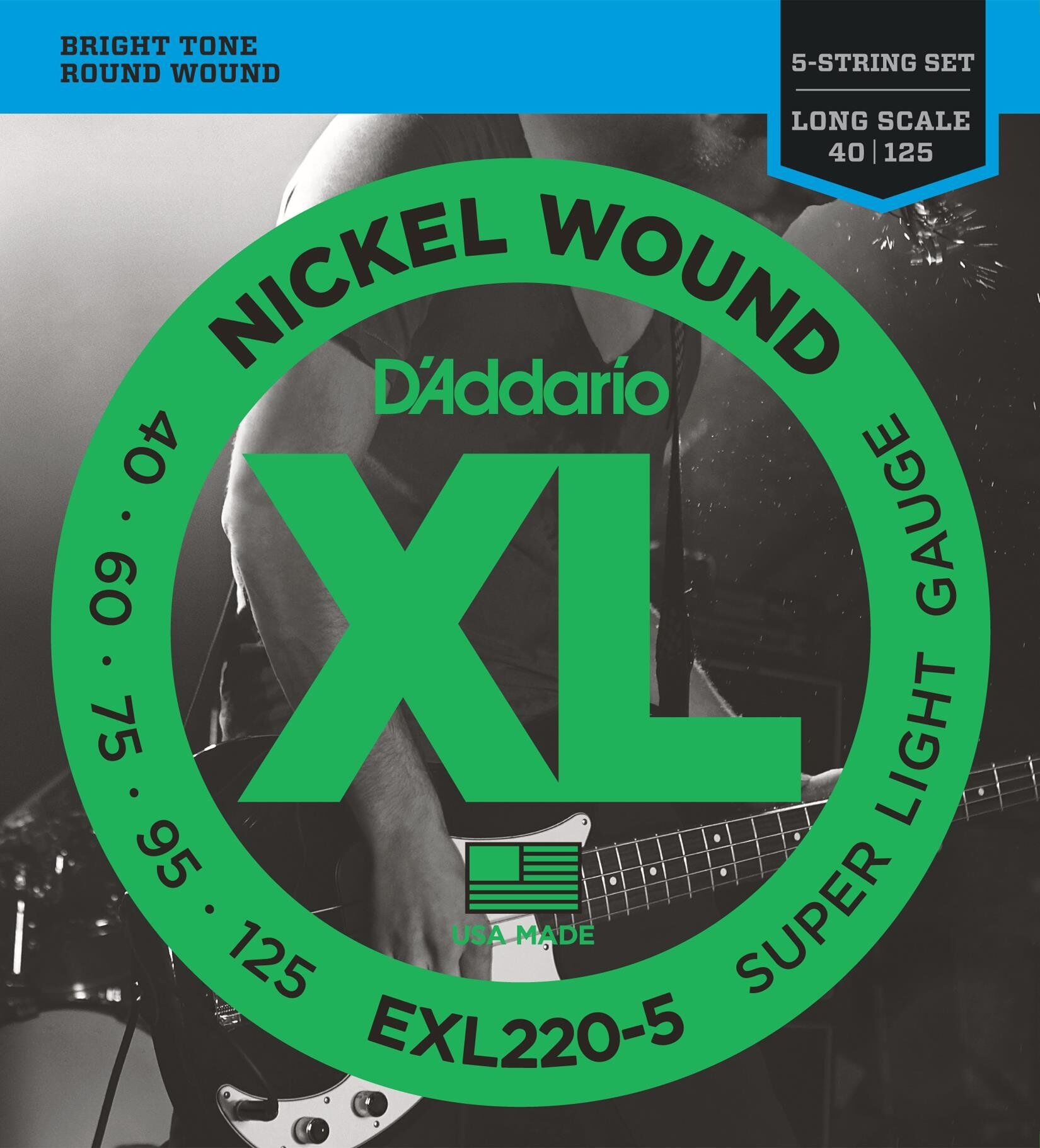 DADDARIO EXL220-5 BASS GİTAR TEL SETİ, 5 TELLİ, XL, 40-125, LONG SCALE