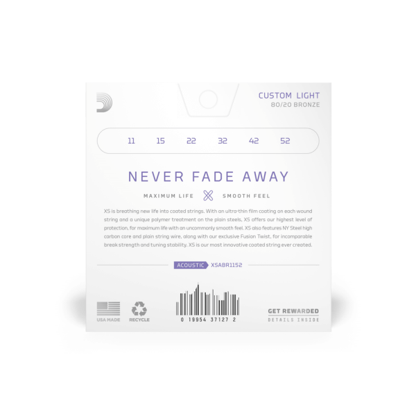 DADDARIO XSABR1152 AKUSTİK GİTAR TEL SETİ, 11-52, CUSTOM LIGHT