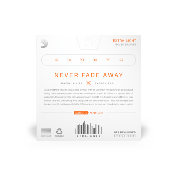 DADDARIO XSABR1047 AKUSTİK GİTAR TEL SETİ, 10-47, EXTRA LIGHT