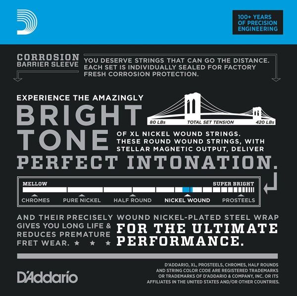 DADDARIO EXL170-5TP BASS GİTAR TEL SETİ , 5 TELLİ, XL, 45-130