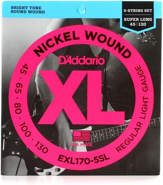 DADDARIO EXL170-5SL BASS GİTAR TEL SETİ , 5 TELLİ, XL, 45-130, SUPER LONG, REGULAR LIGHT