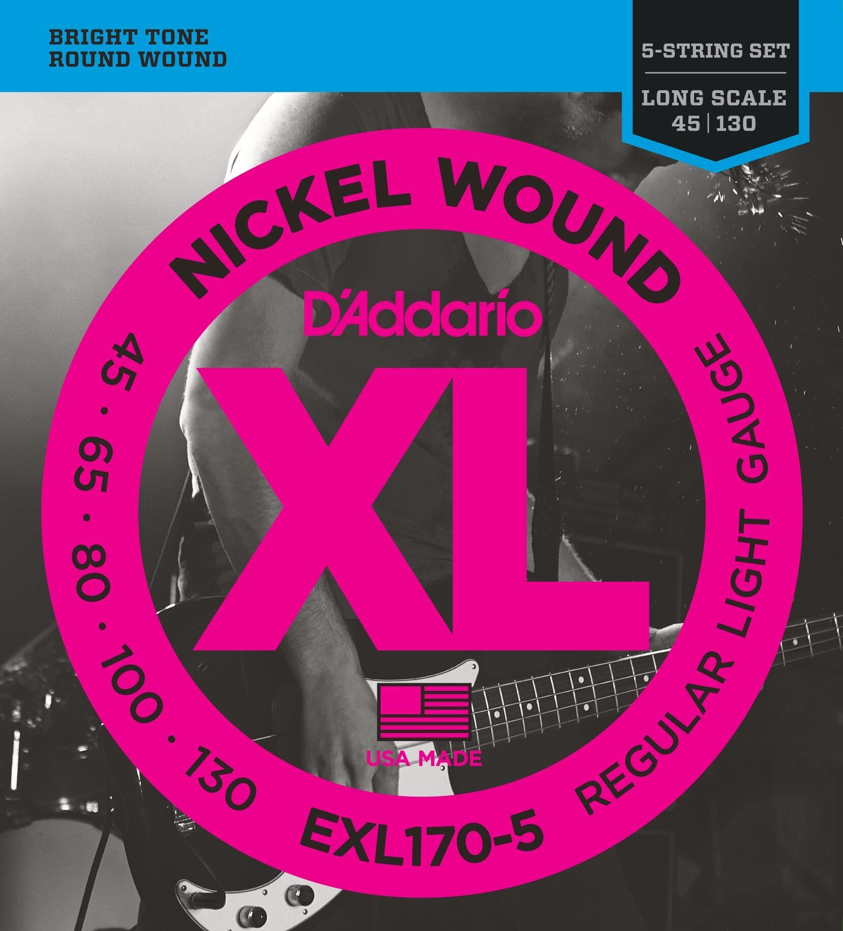 DADDARIO EXL170-5 BASS GİTAR TEL SETİ, XL SERİSİ, 5 TELLİ, 45-130