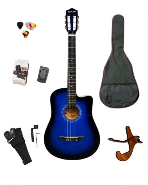 Kesik Kasa Klasik Gitar Seti 4/4 - Mavi