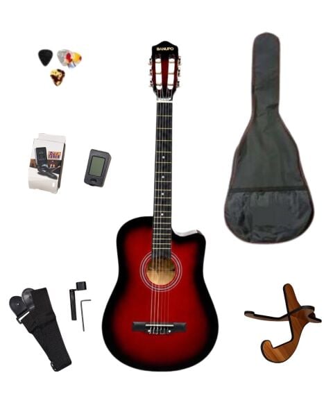 Kesik Kasa Klasik Gitar Seti 4/4 - Kırmızı