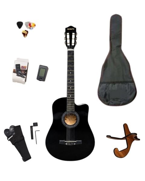Kesik Kasa Klasik Gitar Seti 4/4 - Siyah