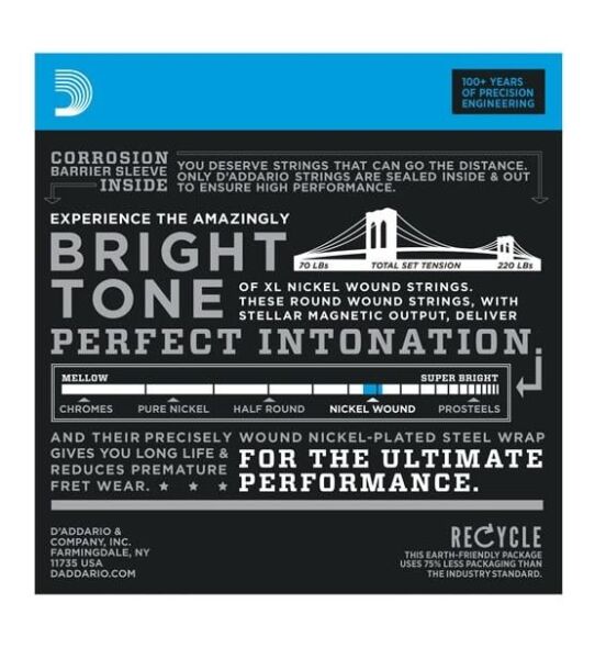 DADDARIO EXL140-8 ELEKTRO GİTAR TEL SETİ, 8 TELLİ, XL, 10-74, LIGHT TOP/HEAVY BOTTOM