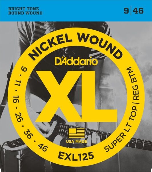 DADDARIO EXL125 ELEKTRO GİTAR TEL SETİ, XL, 9-46, SUPER LIGHT TOP/REGULAR BOTTOM