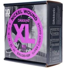 DADDARIO EXL120-10P (10 SET) ELEKTRO GİTAR TEL SETİ, XL, 9-42, NICKEL