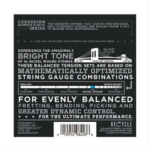 DADDARIO EXL115BT ELEKTRO GİTAR TEL SETİ, XL, 11-50, NICKEL WOUND