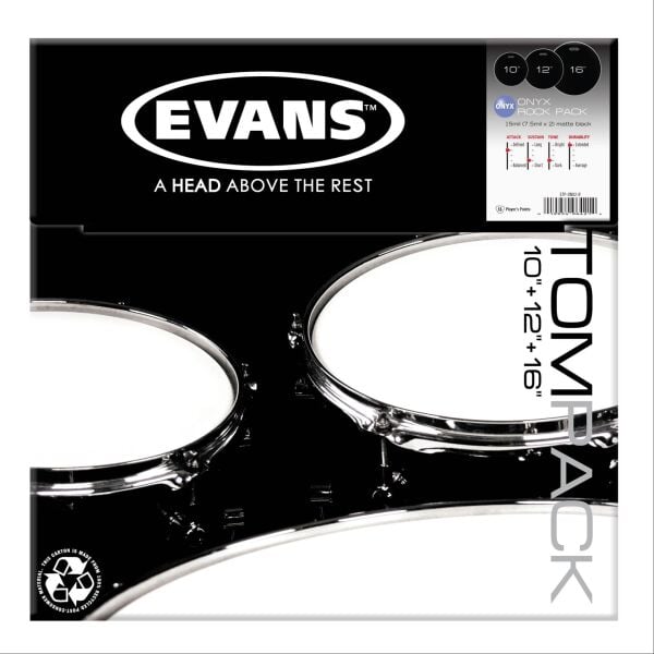 EVANS ETP-ONX2-R DERİ SETİ (10+12+16) TOM KUMLU SİYAH ROCK KİT