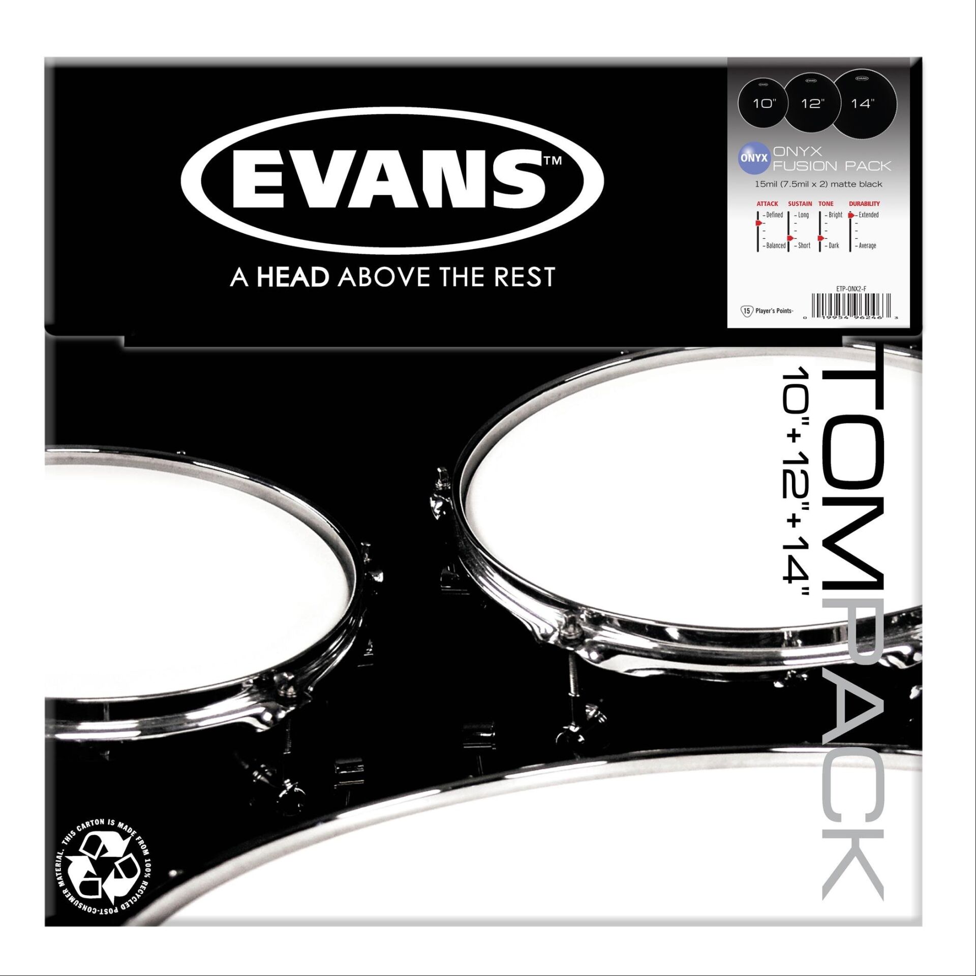 EVANS ETP-ONX2-F DERİ SETİ (10+12+14) TOM KUMLU SİYAH FUSION KİT