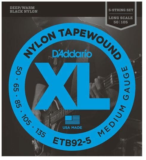 DADDARIO ETB92 BASS GİTAR TEL SETİ, 5 TELLİ, 50-105, XL NYLON TAPEWOUND, MEDIUM