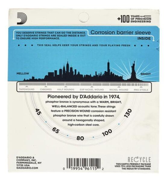 DADDARIO EPBB170-5 AKUSTİK BAS GİTAR TEL SETİ, LONG SCALE, 45-130, PHOSPHOR BRONZE