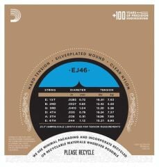 DADDARIO EJ46 PRO-ARTE KLASİK GİTAR TEL SETİ, SILVERPLATED WOUND, HARD TENSION