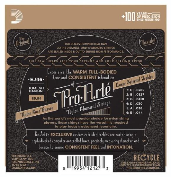 DADDARIO EJ46 PRO-ARTE KLASİK GİTAR TEL SETİ, SILVERPLATED WOUND, HARD TENSION