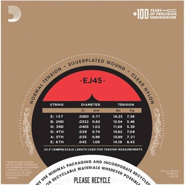 DADDARIO EJ45-3D PRO-ARTE KLASİK GİTAR TEL SETİ, 3'LÜ PAKET, NORMAL TENSION