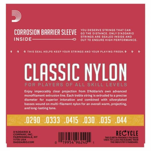 DADDARIO EJ27N 3/4 KLASİK GİTAR TEL SETİ, SILVERPLATED WOUND, NORMAL TENSION