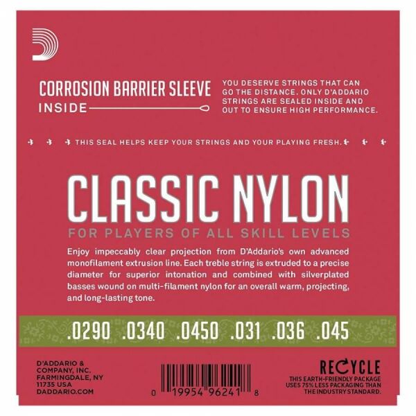 DADDARIO EJ27N 1/2 KLASİK GİTAR TEL SETİ, SILVERPLATED WOUND, NORMAL TENSION