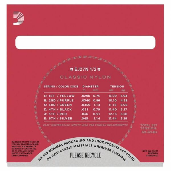 DADDARIO EJ27N 1/2 KLASİK GİTAR TEL SETİ, SILVERPLATED WOUND, NORMAL TENSION