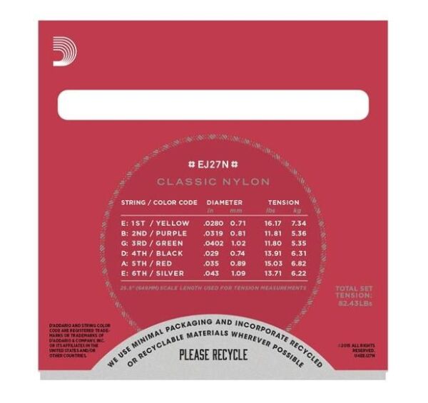 DADDARIO EJ27N KLASİK GİTAR TEL SETİ, 4/4, SILVERPLATED WOUND, NORMAL TENSION