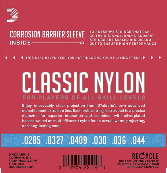 DADDARIO EJ27H KLASİK GİTAR TEL SETİ, 4/4, SILVERPLATED WOUND, HARD TENSION