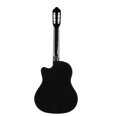 VALENCIA VC104TCBK KLASİK GİTAR, 4/4, SİYAH, CUTAWAY, SAP ÇELİKLİ