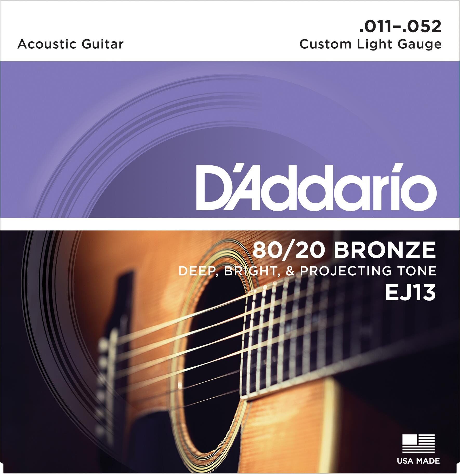 DADDARIO EJ13 AKUSTİK GİTAR TEL SETİ, 80/20 BRONZ CUSTOM LIGHT