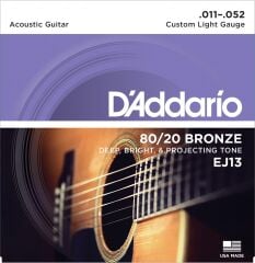 DADDARIO EJ13 AKUSTİK GİTAR TEL SETİ, 80/20 BRONZ CUSTOM LIGHT