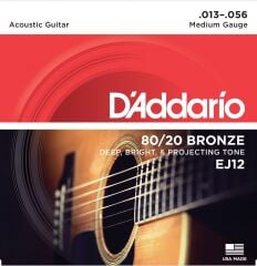 DADDARIO EJ12 AKUSTİK GİTAR TEL SETİ, 13-56, 80/20 BRONZE, MEDIUM