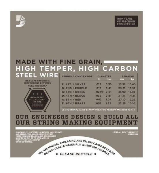 DADDARIO EHR350 ELEKTRO GİTAR TEL SETİ, 12-52, HALF ROUNDS, JAZZ LITE