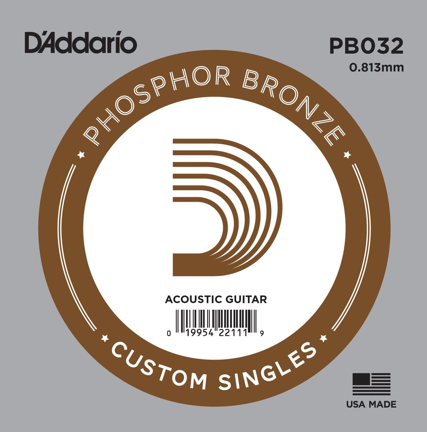 DADDARIO PB032 AKUSTİK TEK TEL, PHOSPHOR BRONZE WOUND, D-(RE)