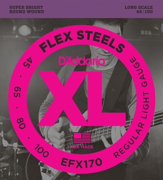 DADDARIO EFX170 BASS GİTAR TEL SETİ, FLEXSTEELS, REGULAR LIGHT