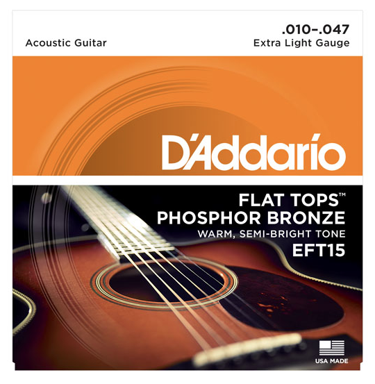 DADDARIO EFT15 AKUSTİK GİTAR TEL SETİ, 10-47, FLAT TOPS, PHOSPHOR BRONZE, EXTRA LIGHT