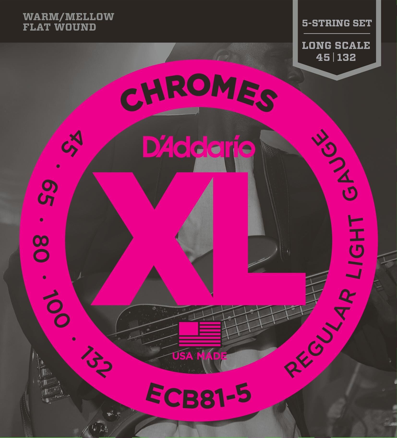 DADDARIO ECB81-5 BASS GİTAR TEL SETİ, 5 TELLİ, CHROMES, REGULAR LIGHT