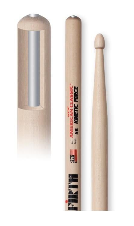 VICFIRTH V5BKF BAGET 5B WOOD KINETIC FORCE, HICKORY, 0.595