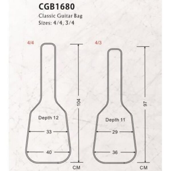 KLASİK GİTAR KILIFI, SCALE 4/4, SİYAH+ RENK, 600D