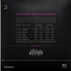 DADDARIO NYXL45130 BASS GİTAR TEL SETİ, NYXL SERİSİ, LONG SCALE, 5 TELLİ