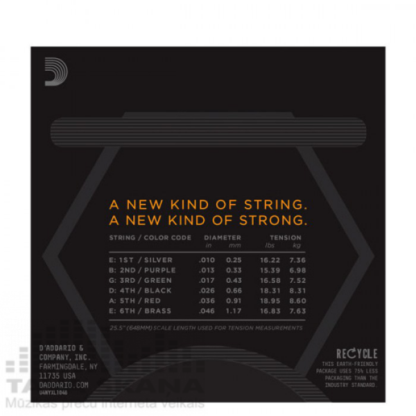 DADDARIO NYXL1046 ELEKTRO GİTAR TEL SETİ, 10-46, REGULAR LIGHT