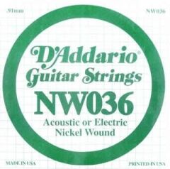 DADDARIO NW036 ELEKTRO VE AKUSTİK TEK TEL, (LA), 0.036