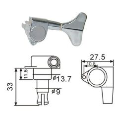 VALENCIA BMH7105CRR4 BASS GİTAR KULAĞI KROM, 4 SAĞ