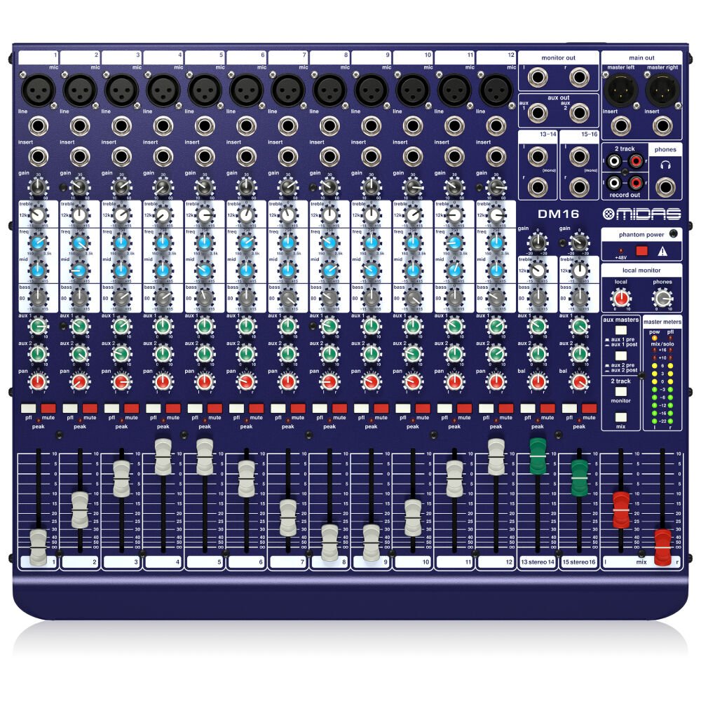 Midas DM16 16 Girişli Analog Canlı ve Stüdyo Mikseri